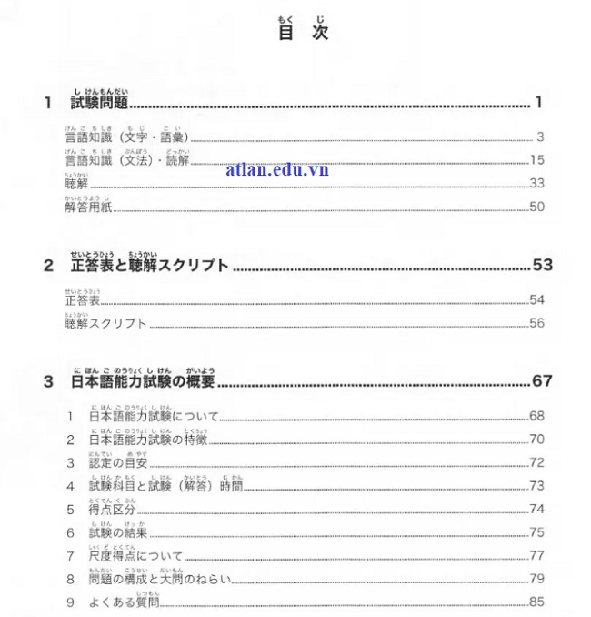 Mục lục sách Koushiki Mondaishuu N4