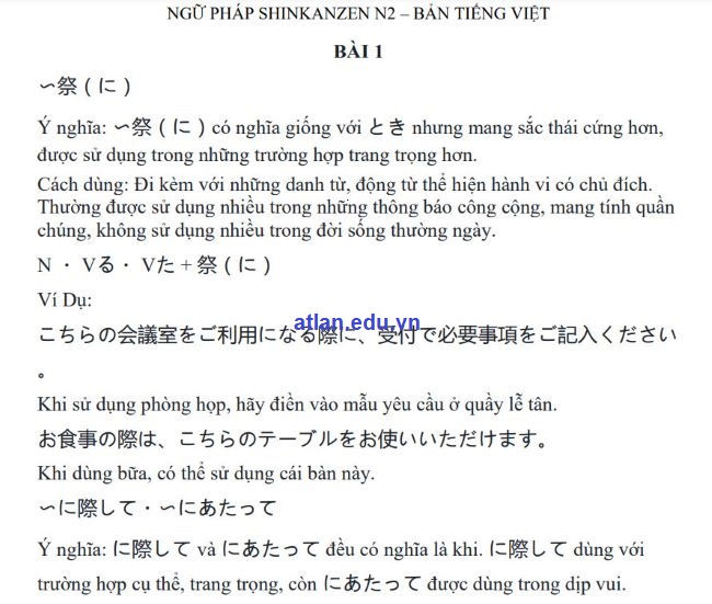 Nội dung tài liệu Tổng hợp ngữ pháp N2 Shinkanzen bản Tiếng Việt