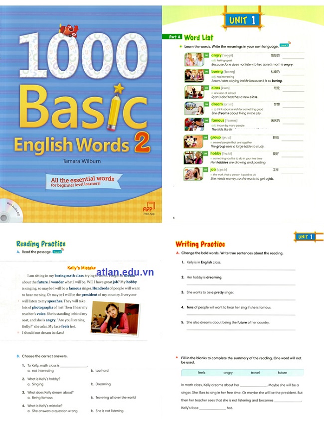 Nội dung trong sách 1000 Basic English Words 2
